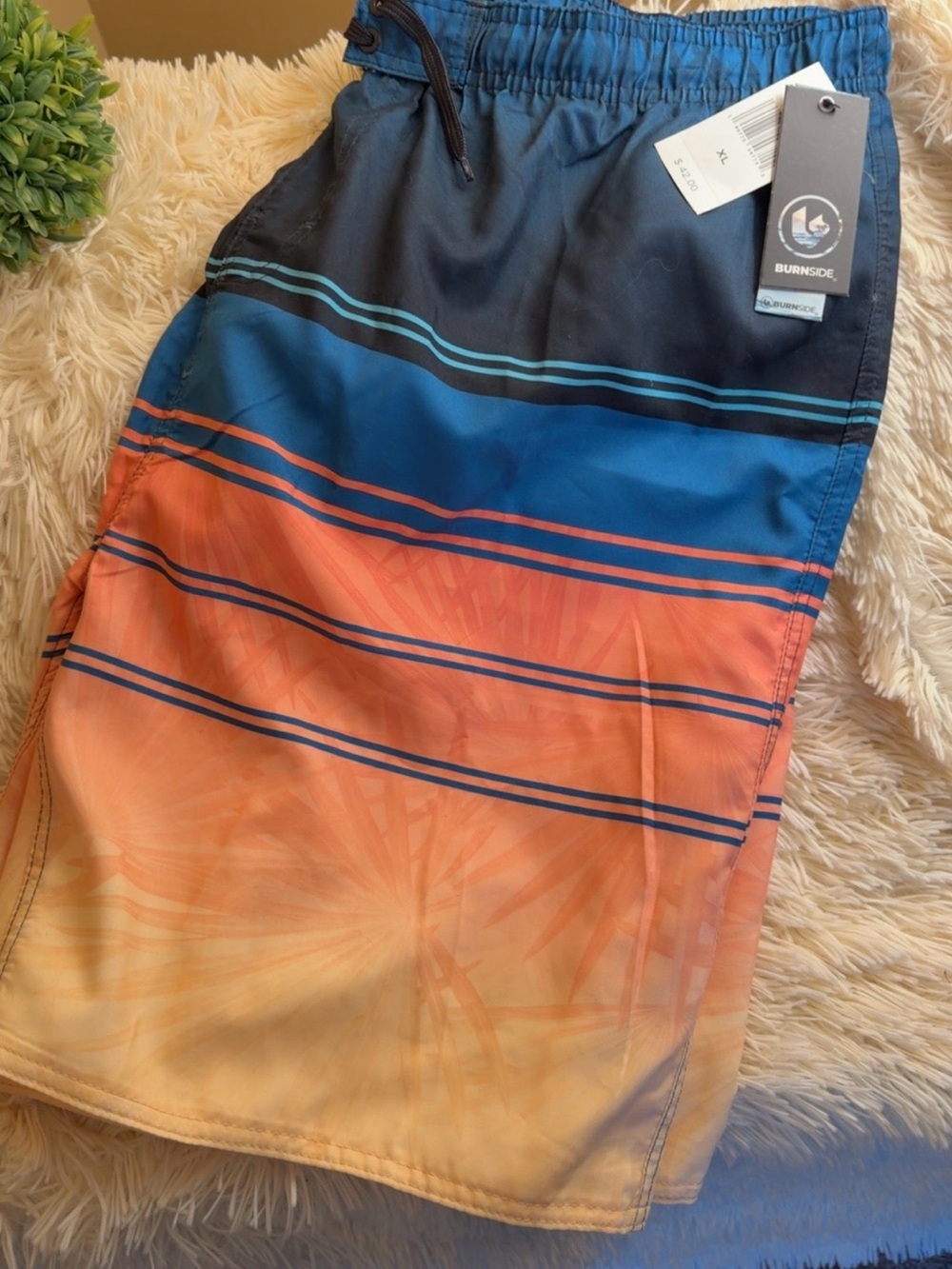 burnside Blue and Orange Ombre Men's Hybrid Shorts
